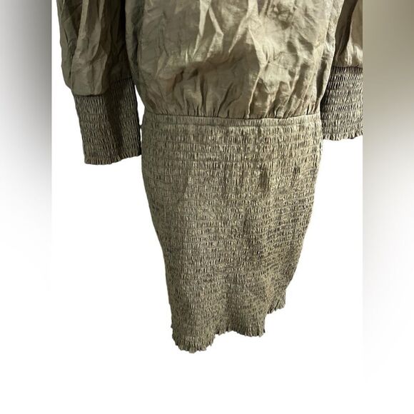 Rebecca Minkoff Geneva Smocked
Puff Sleeve Dress in Army Green large midi - Picture 7 of 16